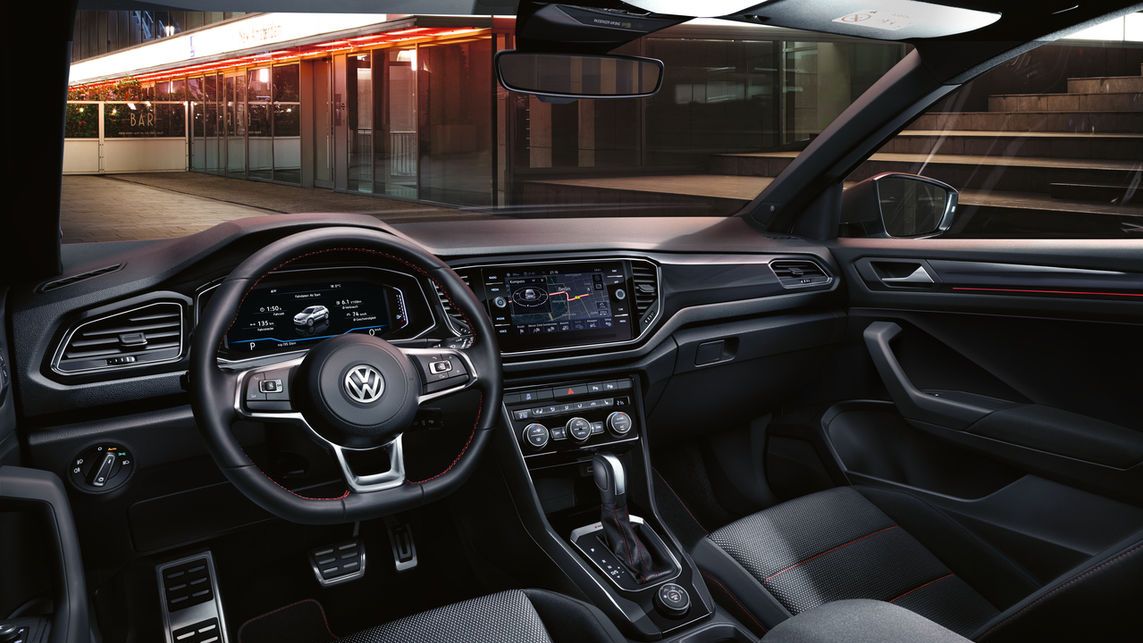 Virtual Cockpit The interior of a modern Volkswagen vehicle highlighting the cockpit.