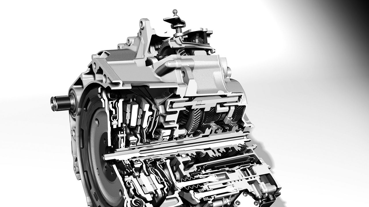 Volkswagen DSG dual-clutch gearbox An etched out cross-section image of a Volkswagen's DSG dual-clutch gearbox.